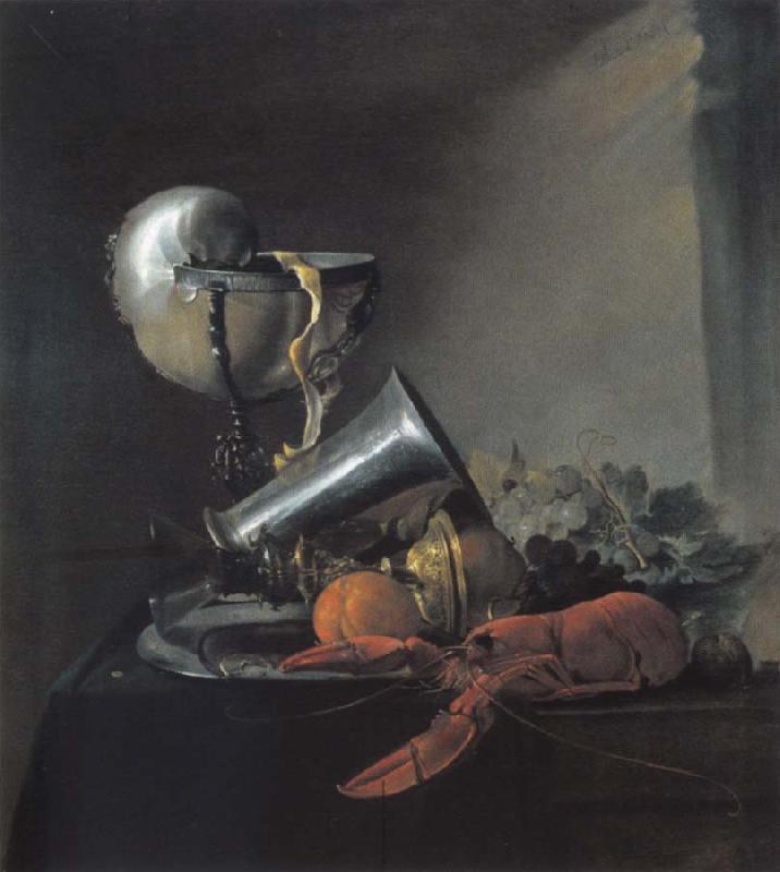 Jan Davidsz. de Heem Style life with Nautiluspokal and lobster oil painting image